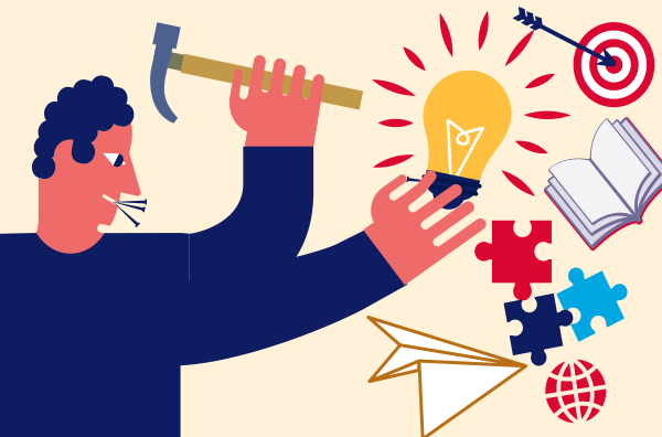 a person with a hammer and nails builds ideas and learning.